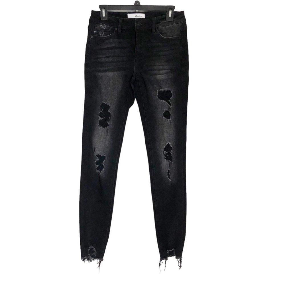 KanCan Estilo Distressed Black Gray Jeans Raw Hem
